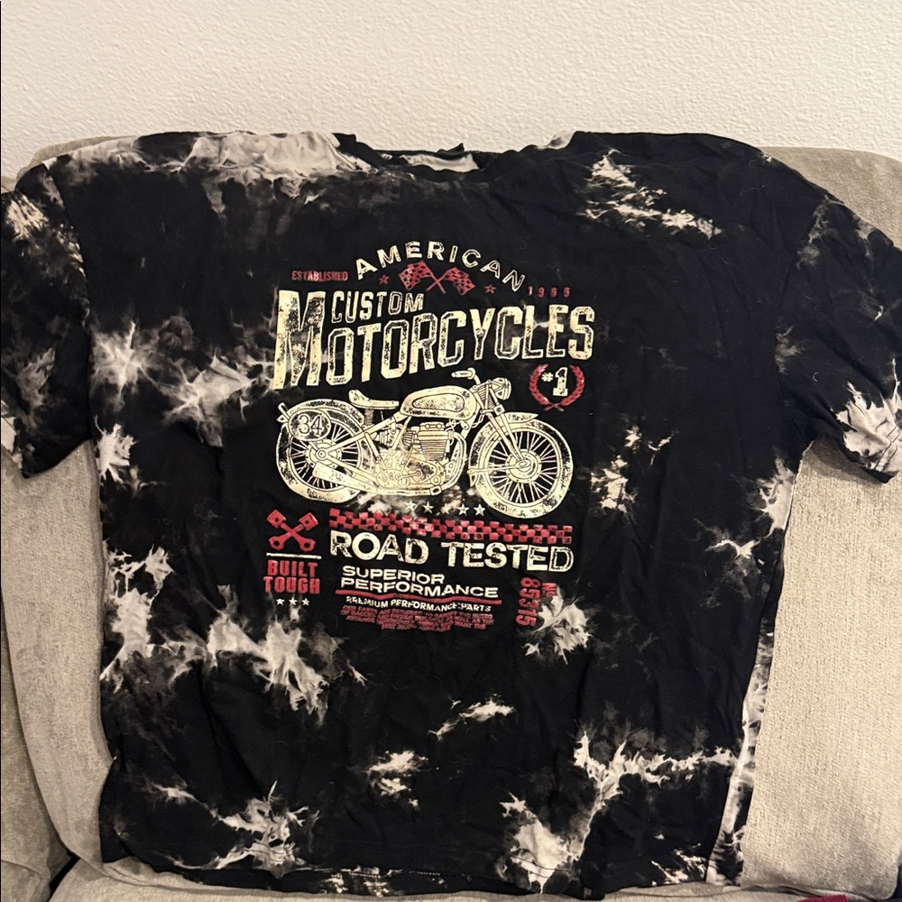 Black Tie-Dye Motorcycle Graphic Tee